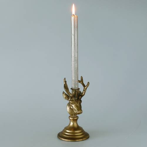 Floristik24 Bougeoir aspect antique tête de cerf métal doré 19,5cm