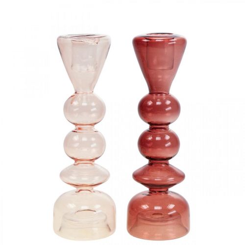 Article Bougeoir bougeoir en verre rose/rose Ø5-6cm H19cm 2pcs