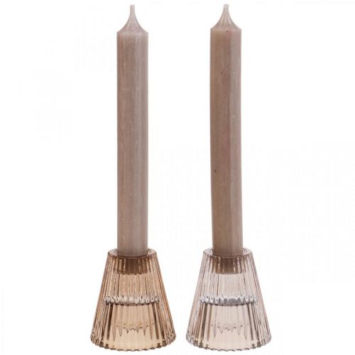 Floristik24 Bougeoir verre Bougeoir tige verre Ø5.5cm H6.5cm 2pcs