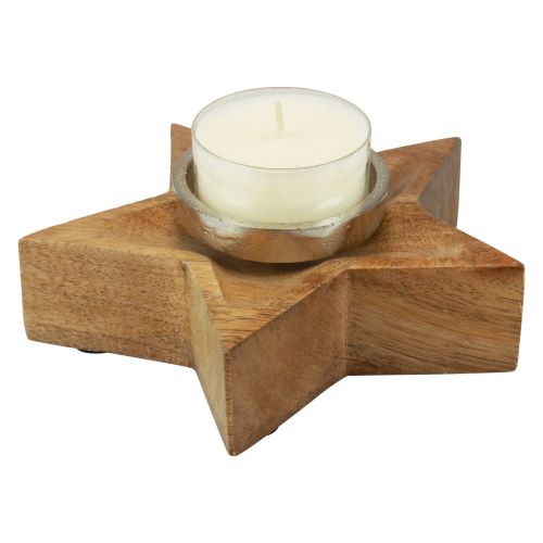 Article Bougeoir en bois photophore étoile 15x15x5cm 2pcs