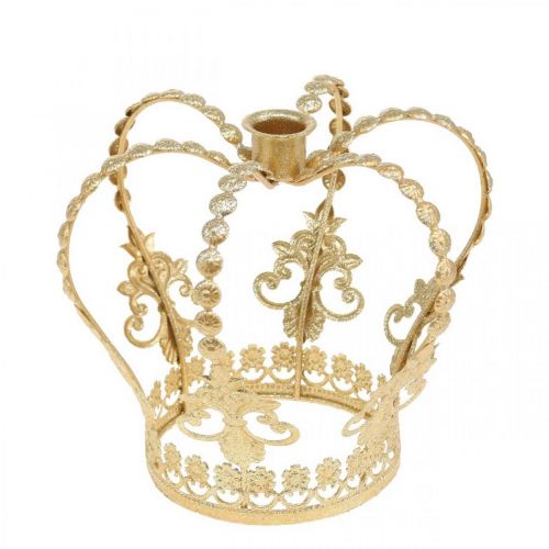 Floristik24 Bougeoir couronne, décoration de table, Avent, couronne métal Doré Ø14cm H13cm