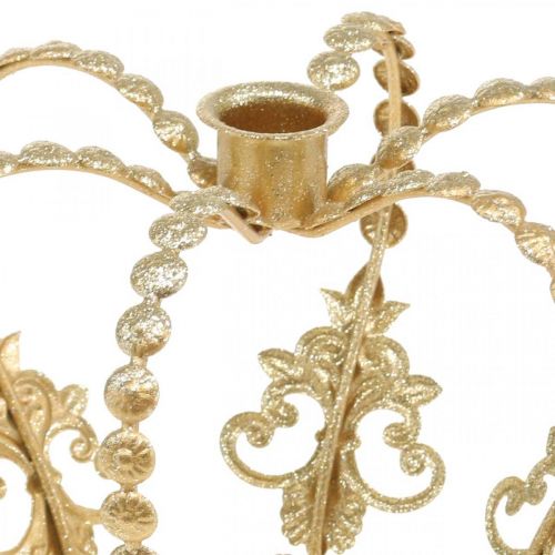 Floristik24 Couronne avec bougeoir, décoration pour Noël, décoration métal, couronne décorative dorée Ø19.5cm H16cm