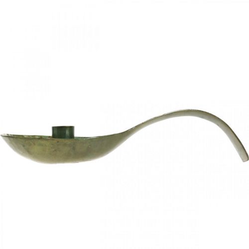 Floristik24 Bougeoir en métal aspect antique cuillère patiné 25x11x5cm