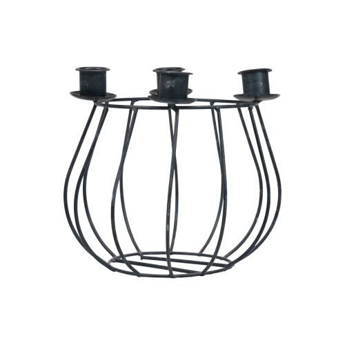 Article Bougeoir métal gris panier maille couronne de l&#39;Avent Ø14cm
