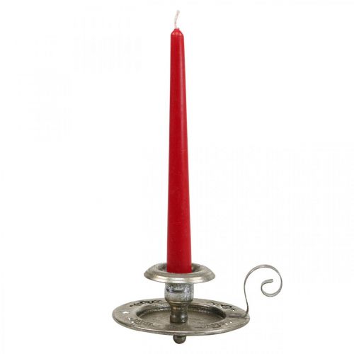 Article Bougeoir plaque bougie métal avec anse argent Ø12cm
