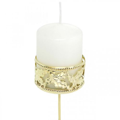 Floristik24 Photophore à coller, décoration de l'Avent, bougeoir décoration houx doré Ø5,5cm 4 pcs