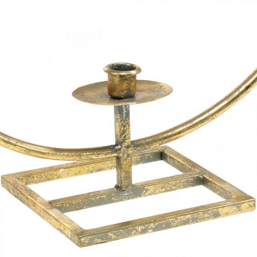 Floristik24 Décoration de bougie pour debout, anneau décoratif avec bougeoir, décoration de Noël en métal doré aspect antique Ø40cm 43Hcm