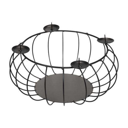 Bougeoir métal noir couronne de l&#39;Avent bol métal Ø25cm
