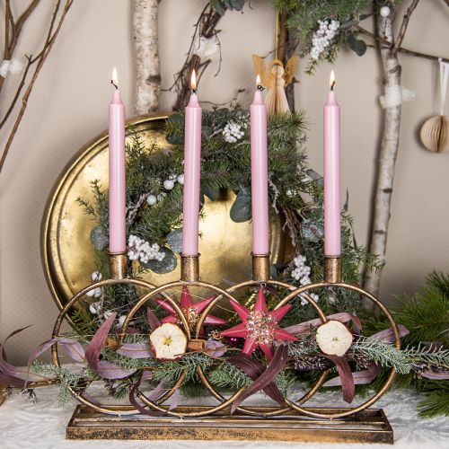 Floristik24 Bougeoir bougeoir bâton vintage 4 flammes doré L45cm