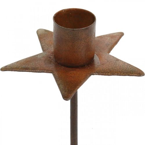 Floristik24 Décoration bougie étoile, bougeoir arbre à coller, décoration de Noël en métal patiné Ø5cm