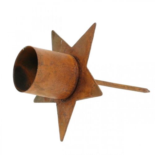 Floristik24 Bougeoir conique étoile, Avent, bougeoir enfichable, décoration métal patiné Ø6cm