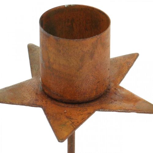 Floristik24 Bougeoir conique étoile, Avent, bougeoir enfichable, décoration métal patiné Ø6cm