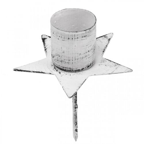 Étoile à brancher, bougeoir pointu, décoration de l&#39;Avent, bougeoir en métal blanc, shabby chic Ø6cm