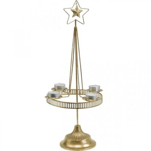 Article Chandelier Bougie Pilier Etoile Or Ø23cm H49.5cm