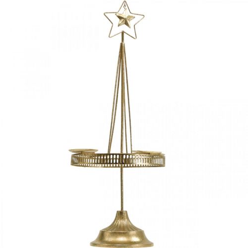 Article Chandelier Bougie Pilier Etoile Or Ø23cm H49.5cm