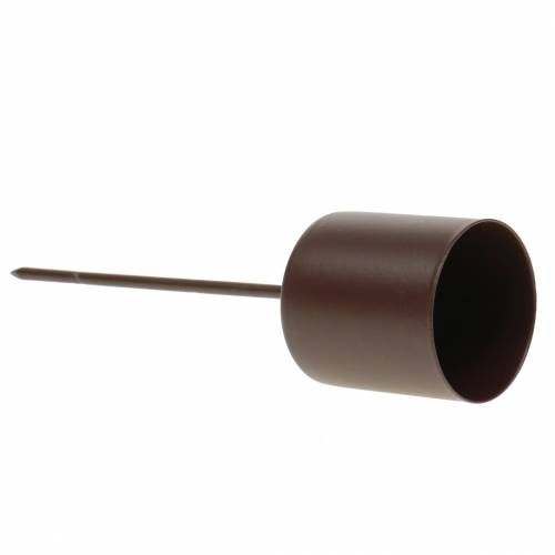 Floristik24 Bougeoir pour bougies bâton marron Ø3.7cm H14cm 4pcs