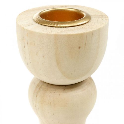 Article Bougeoir décoration de table en bois pour bougies coniques H17cm 2 pcs