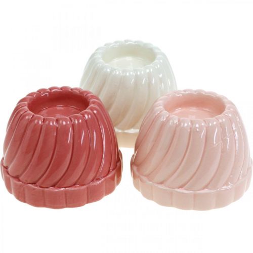 Floristik24 Photophore Gugelhupf, décoration de table, moule de cuisson pour bougeoir, gâteau décoratif H7cm 3pcs