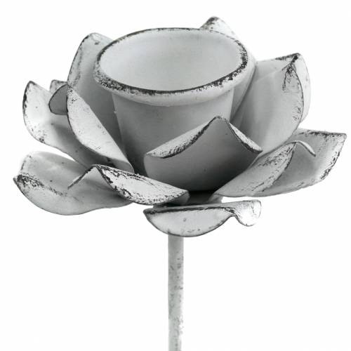 Bougeoir fleur à coller en métal blanc Ø6×10cm 4pcs