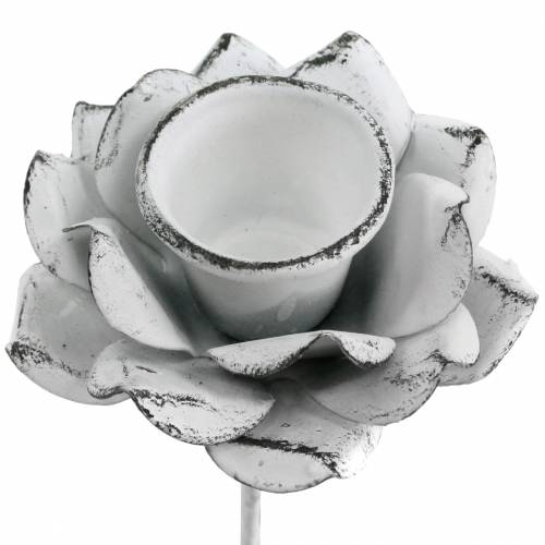 Floristik24 Bougeoir fleur à coller en métal blanc Ø6×10cm 4pcs