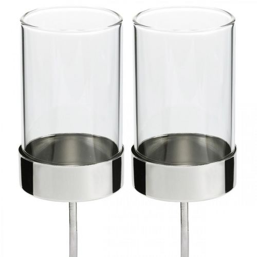 Floristik24 Bougeoir à brancher métal/verre Ø5cm H19cm 4 pcs
