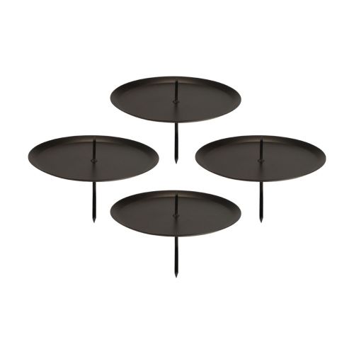 Floristik24 Bougeoir enfichable noir bougeoir mandrin Ø8cm 4pcs