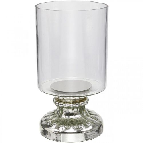 Floristik24 Lanterne verre bougie verre aspect antique argent Ø13cm H24cm