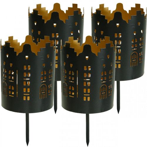 Photophore à brancher city noir Ø6.5cm 4pcs