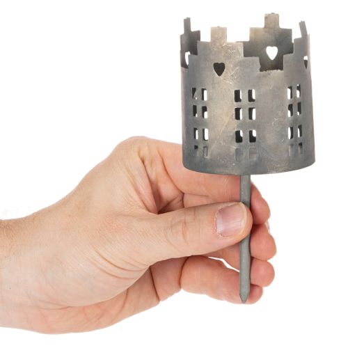 Photophores et bougeoirs en métal avec pique, design maisons, 6 cm, lot de 2 | Floristik24.fr