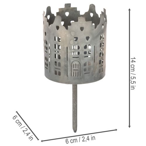 Photophores et bougeoirs en métal avec pique, design maisons, 6 cm, lot de 2 | Floristik24.fr