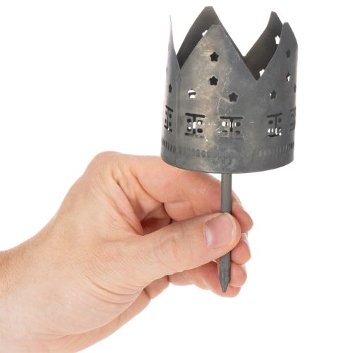 Photophores métal gris motif maisons avec pique 6 cm – Lot de 2 | Floristik24.fr