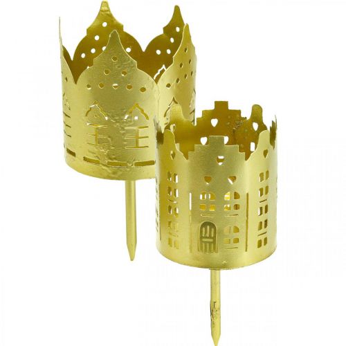 Floristik24 Bougeoir ville or photophore métal Ø6.5cm 4pcs