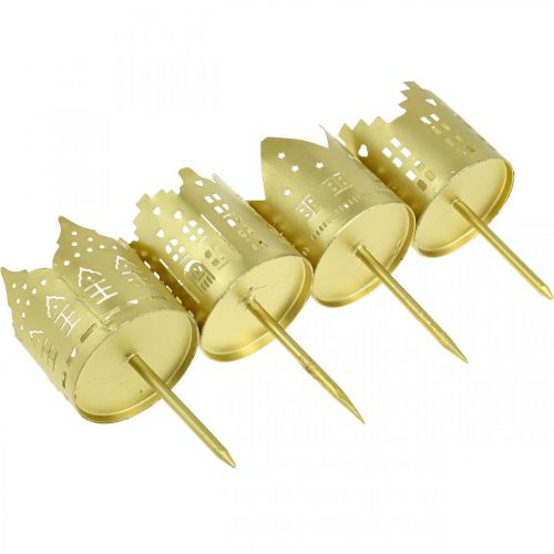 Floristik24 Bougeoir ville or photophore métal Ø6.5cm 4pcs