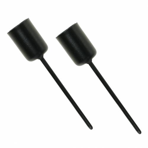 Floristik24 Bougeoir petit noir H7cm Ø12.5mm 8pcs