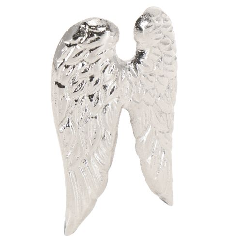 Floristik24 Lot de 4 bougies à suspendre en forme d&#39;ailes d&#39;ange de Noël argentées 4 x 7 cm