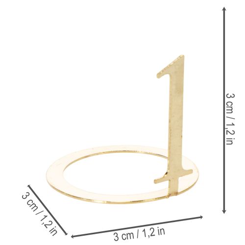 Set d'anneaux numérotés en métal doré pour bougies, 3 cm, 4 pièces | Floristik24.fr