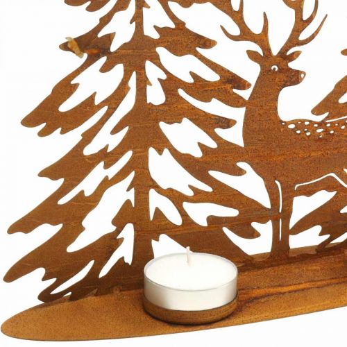 Floristik24 Bougeoir décoration de fenêtre cerf dans la forêt décoration rouille 38x30cm