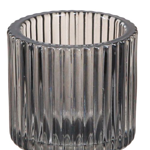 Article Bougeoir en verre dans photophore gris H8cm 4 pcs