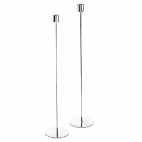 Floristik24 Ensemble de bougeoirs en métal pour bougies argent Ø2.2cm H31cm 2pcs