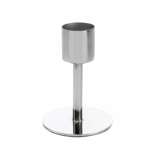 Floristik24 Set de bougeoirs en métal pour bougies coniques argent Ø2,2cm H7,3cm 4 pièces