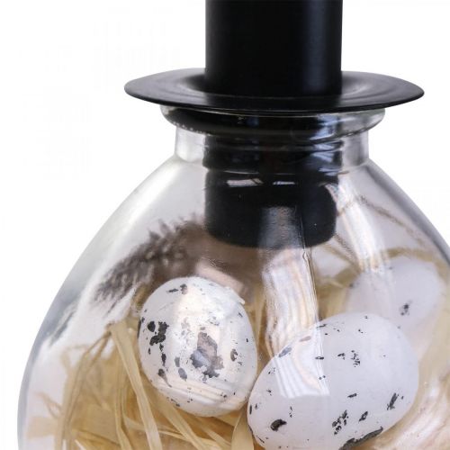 Floristik24 Bougeoir Bougeoir Noir Bougeoir Verre Décoration Pâques H11cm
