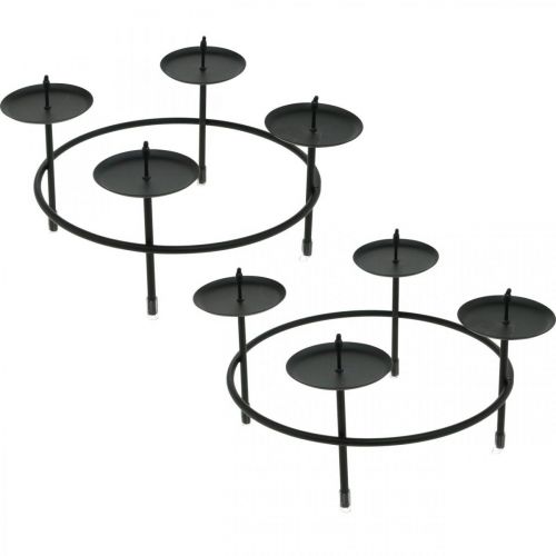 Lot De 12 Bougeoirs Métal Noir - Couronne De L'Avent, Décoration Table Noël, Tige 7 Cm