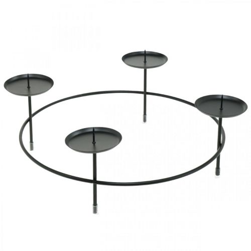 Floristik24 Bougeoir pour 4 bougies Bougeoir en métal noir Ø28,5cm 2pcs