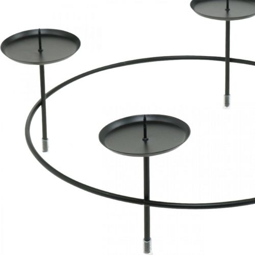 Article Bougeoir pour 4 bougies Bougeoir en métal noir Ø28,5cm 2pcs