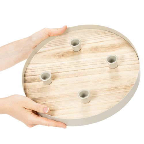 Plateau rond en bois pour 4 bougies, 30 cm | Floristik24.fr