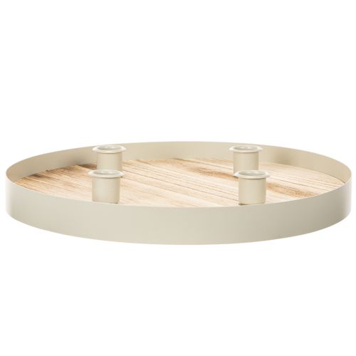 Plateau rond en bois pour 4 bougies, 30 cm | Floristik24.fr