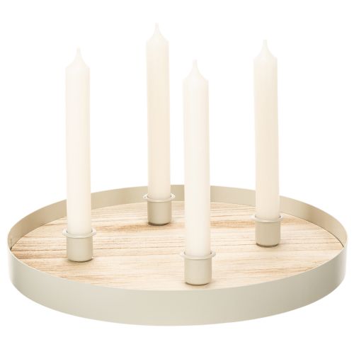 Plateau rond en bois pour 4 bougies, 30 cm | Floristik24.fr