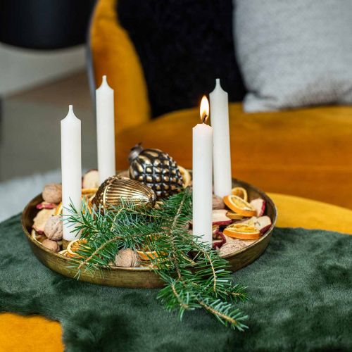 Article Assiette bougie, bol couronne de l&#39;Avent, décoration de Noël doré aspect antique Ø30cm
