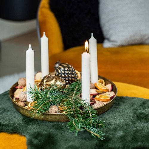 Set De 4 Bougeoirs Pour Couronne De L'Avent En Métal Doré - Hauteur 8.5 Cm, Plateau Anti-Coulure - Décoration De Table De Noël