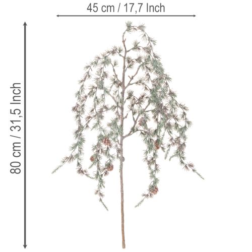 Branche de pin artificielle avec pommes de pin et effet givré 80 cm | Floristik24.fr